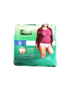 DEPEND UNDERWEAR WOMEN XLG 15'S