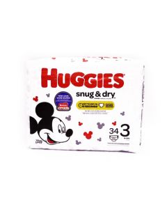 HUGGIES DIAPERS #3 34ct 16-28lbs