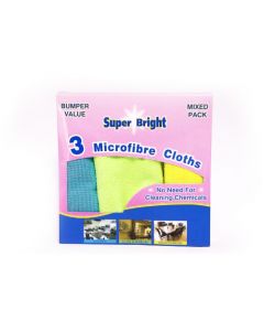 SUPER BRIGHT MICROFIBRE CLOTHS 3PK  