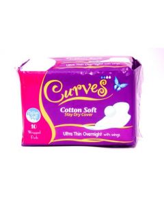 CURVES ULTRA THIN OVERNIGHT PADS WITH WINGS 10'S